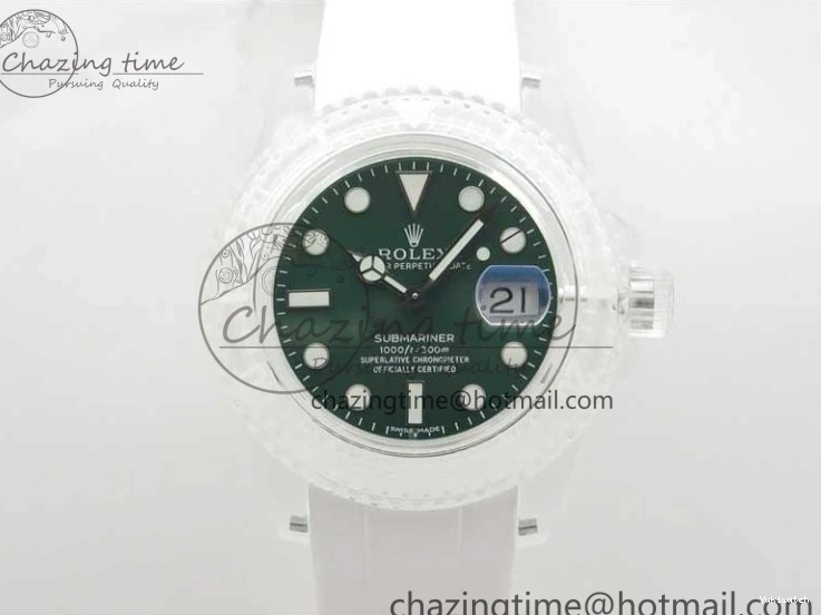Dial Strap White Green Submariner on VR3135 3AF Transparent Best Phantomlab Edition Rubber 0217